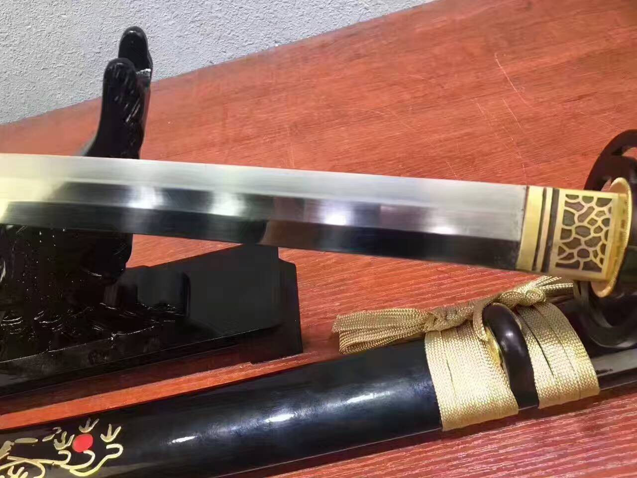 Samurai sword, T10 high carbon steel,Wood scabbard,Iron Tsuba,Full tang,Length 39 inch - Chinese sword shop