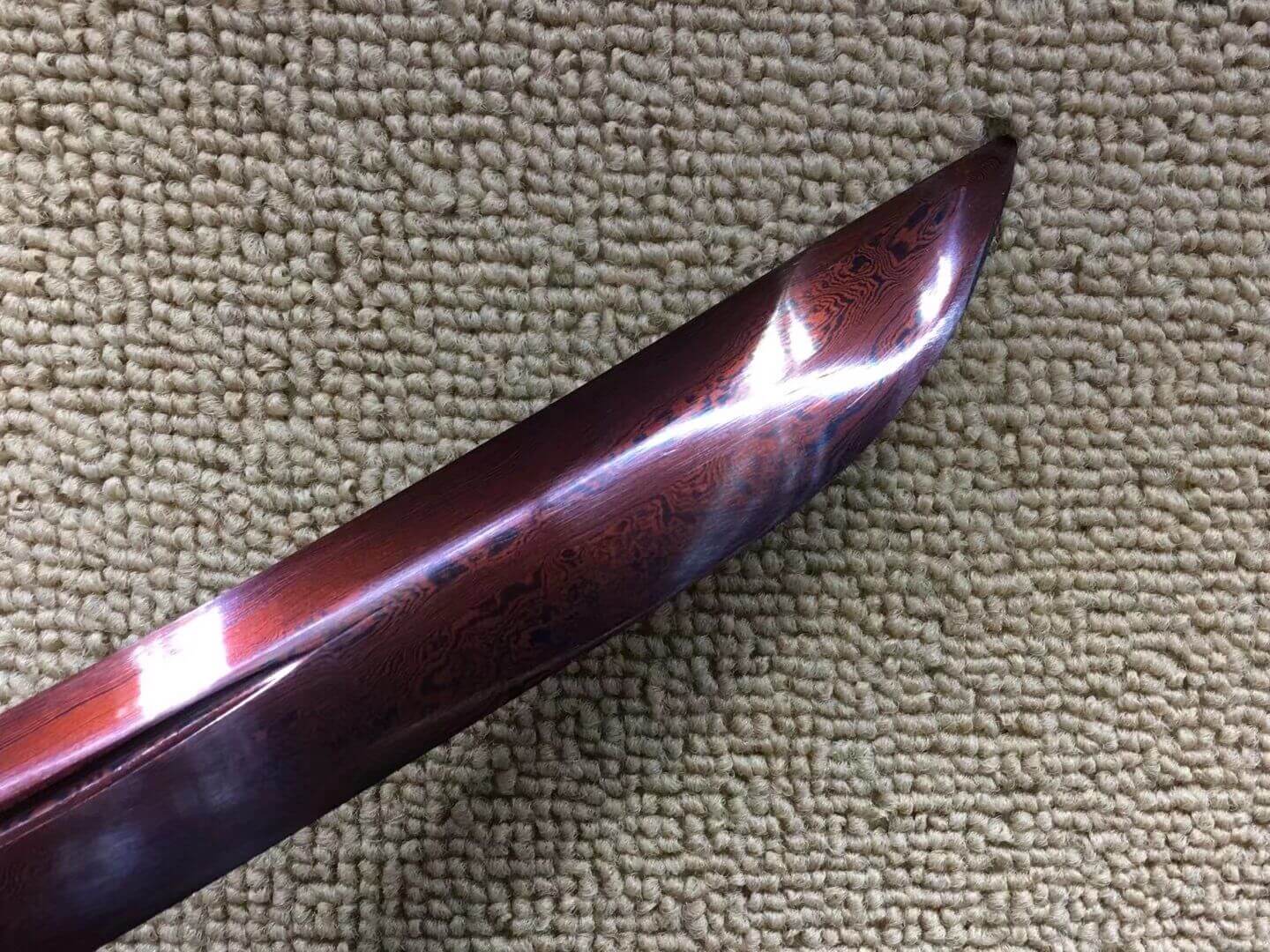 Niger Sabre,Damascus steel dark red blade,Solid wood scabbard,Brass fittings,Length 34" - Chinese sword shop