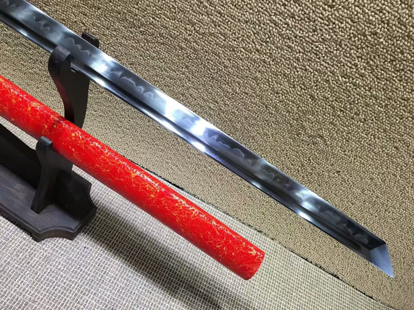 Ninja Sword(High-carbon steel burn blade,Red scabbard,Brass)Full tang - Chinese sword shop