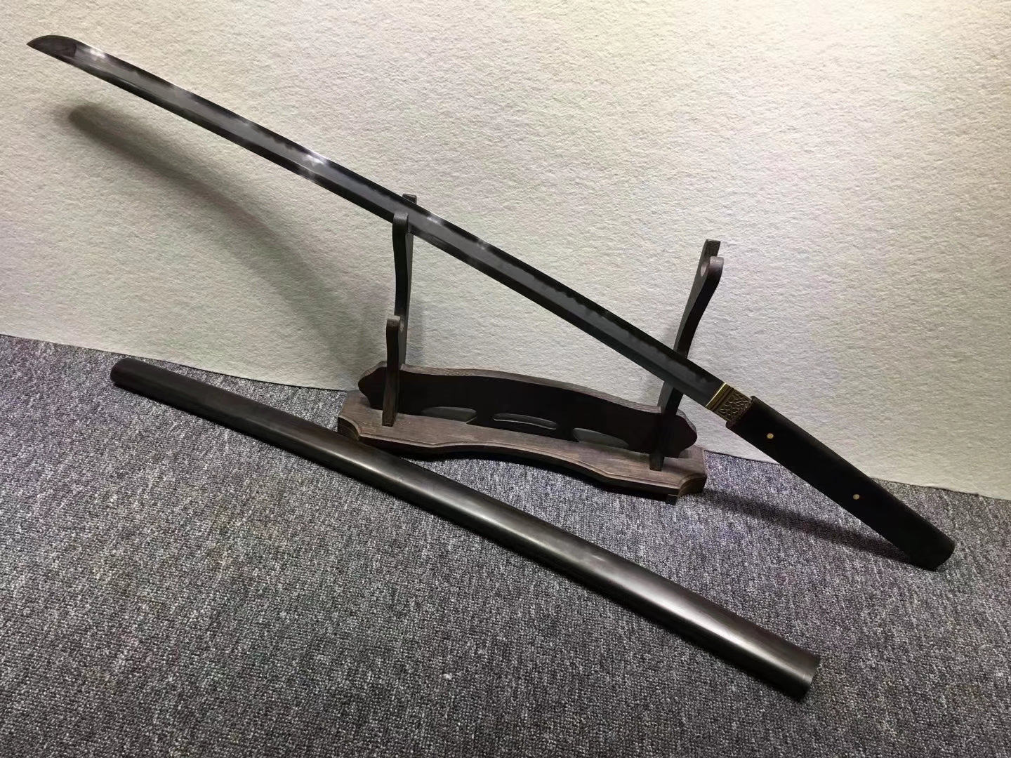 Samurai sword,Hand forged High carbon steel blade,Ebony scabbard - Chinese sword shop