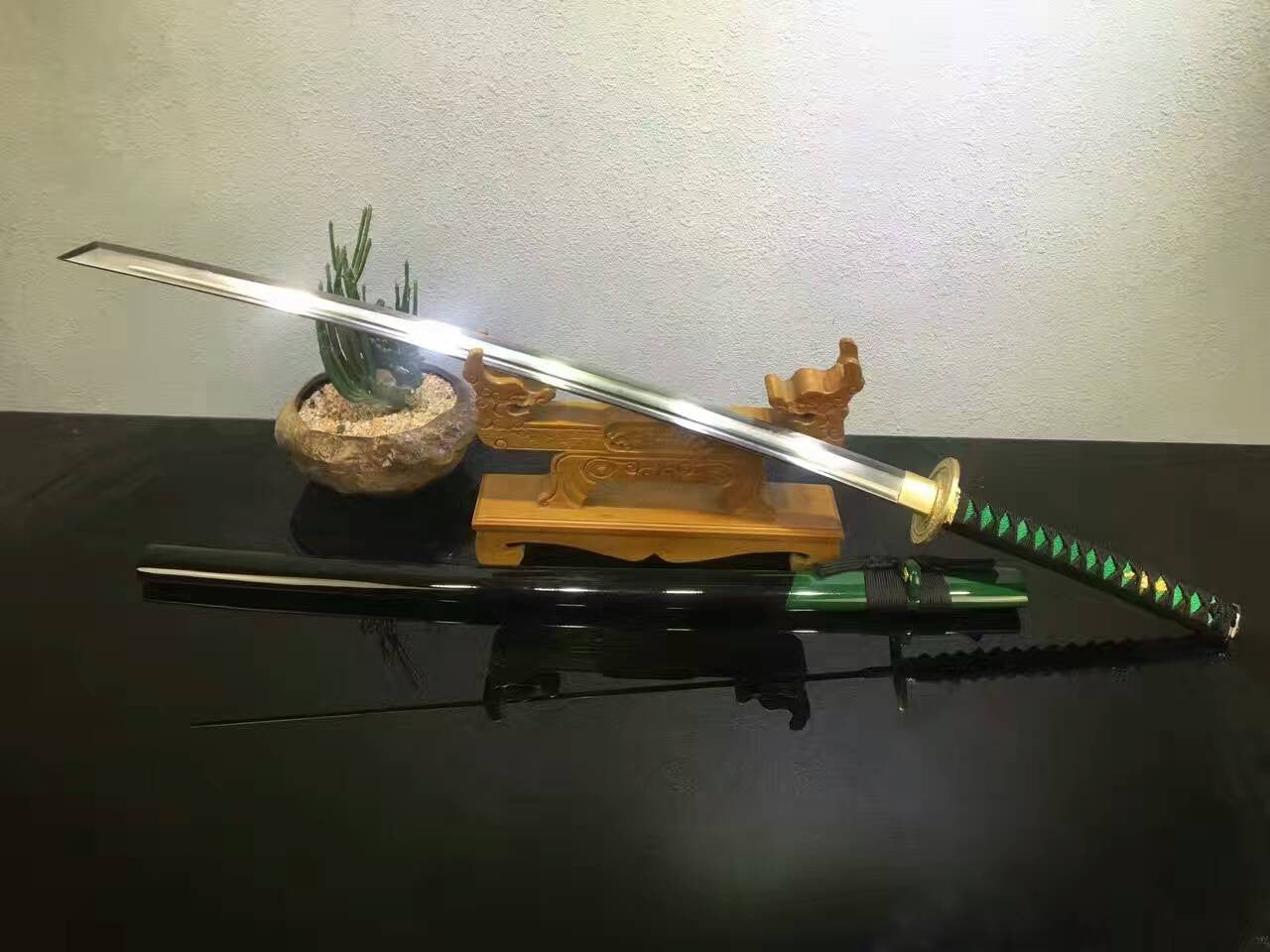 Samurai Tiger sword/High carbon steel burn blade/Wood Scabbard/Brass Tosogu - Chinese sword shop