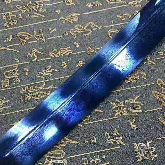 katana(Folding steel blue blade,Blue Scabbard,Alloy Tosogu)Full tang - Chinese sword shop
