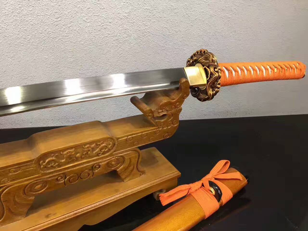 Samurai sword,katana(High manganese steel,Golden scabbard,Alloy fitted)Full tang - Chinese sword shop
