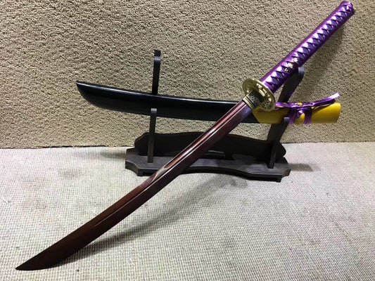 Niger Sabre,Damascus steel dark red blade,Solid wood scabbard,Brass fittings,Length 34" - Chinese sword shop