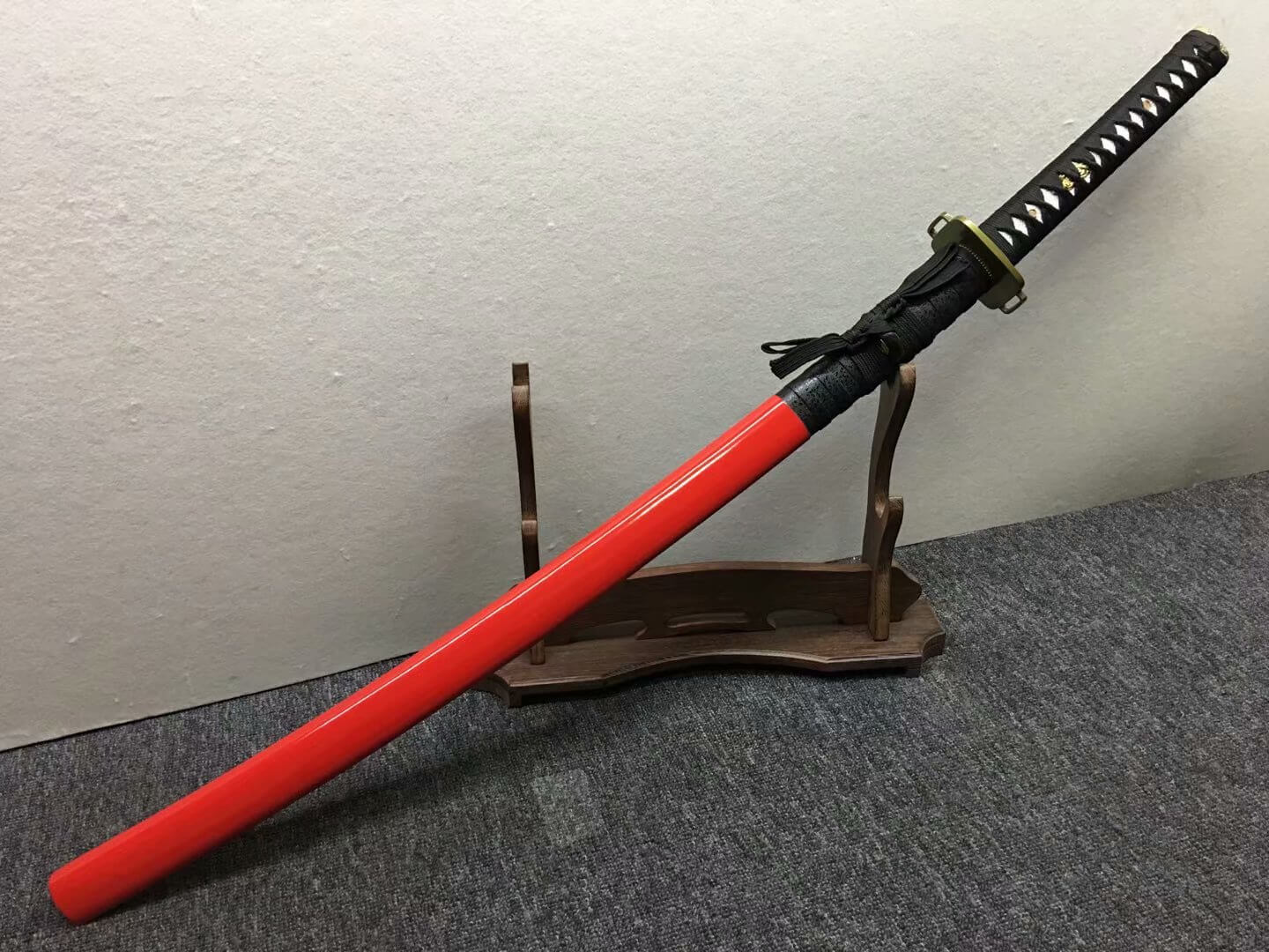katana,High manganese steel blade,Red black scabbard,Alloy - Chinese sword shop