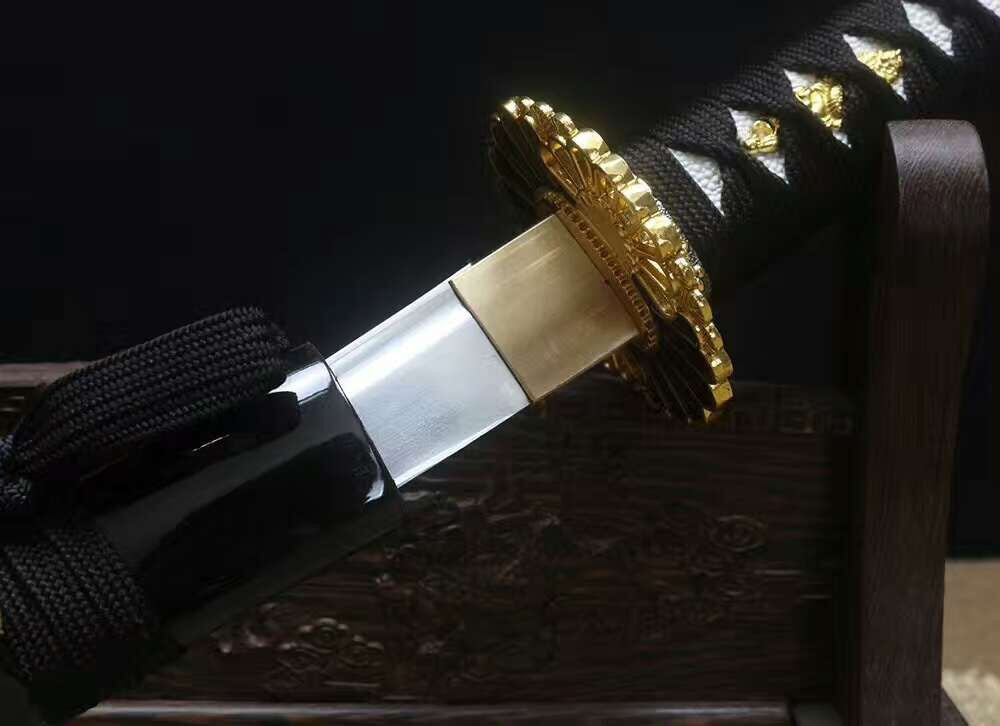 wakizashi,High manganese steel blade,Black scabbard,Alloy Tsuba,Full tang,Length 19 inch - Chinese sword shop