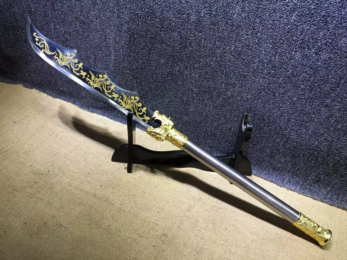 Peacock sword,High carbon steel,Leather scabbard,Alloy fitting,Length 35" - Chinese sword shop
