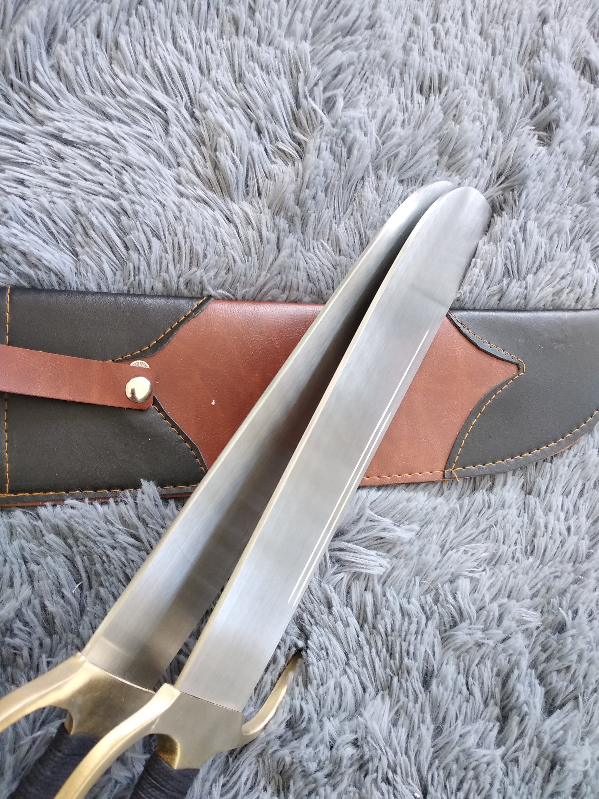 Wing chun Eight cut knife,Stainless steel blade,Leather,Brass - Chinese sword shop