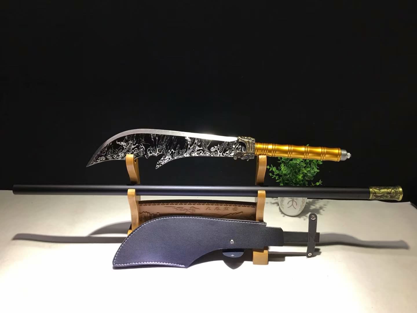 Guandao,Kwan Dao,War Sword,High Carbon Steel Blade,Leather Scabbard,Length 68inch…