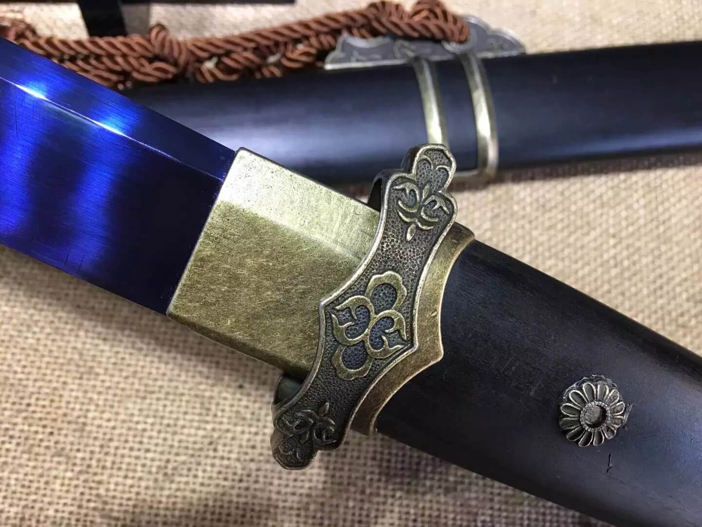 Tang dao,High carbon steel blue blade,Black wood,Alloy,Full tang - Chinese sword shop