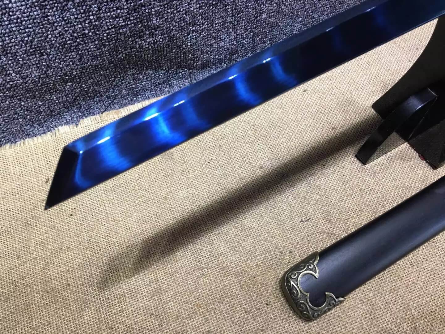 Tang dao,High carbon steel blue blade,Black wood,Alloy,Full tang - Chinese sword shop