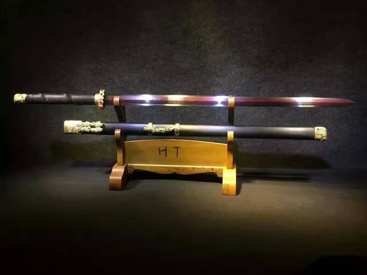 Gecko sword(Damascus steel blade,Black wood,Copper fittings)Length 43" - Chinese sword shop