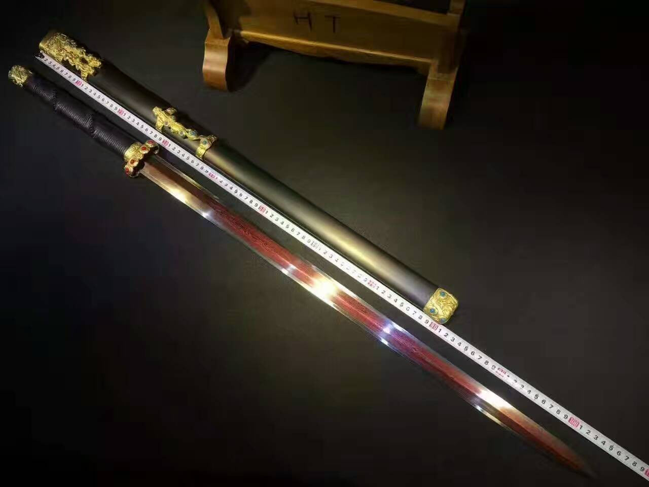 Gecko sword(Damascus steel blade,Black wood,Copper fittings)Length 43" - Chinese sword shop