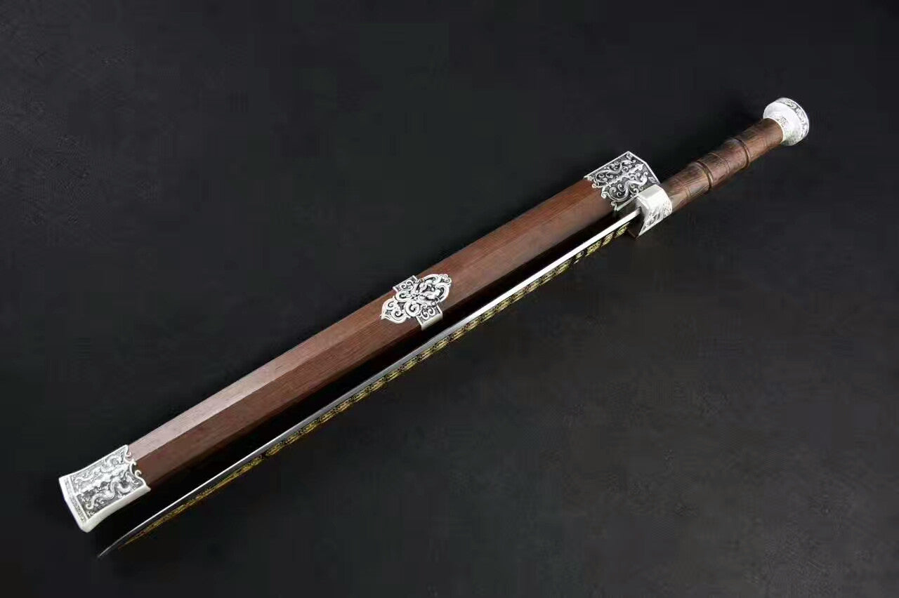 Qin jian(High carbon steel,Rosewood scabbard,Alloy fittings)Length 30" - Chinese sword shop