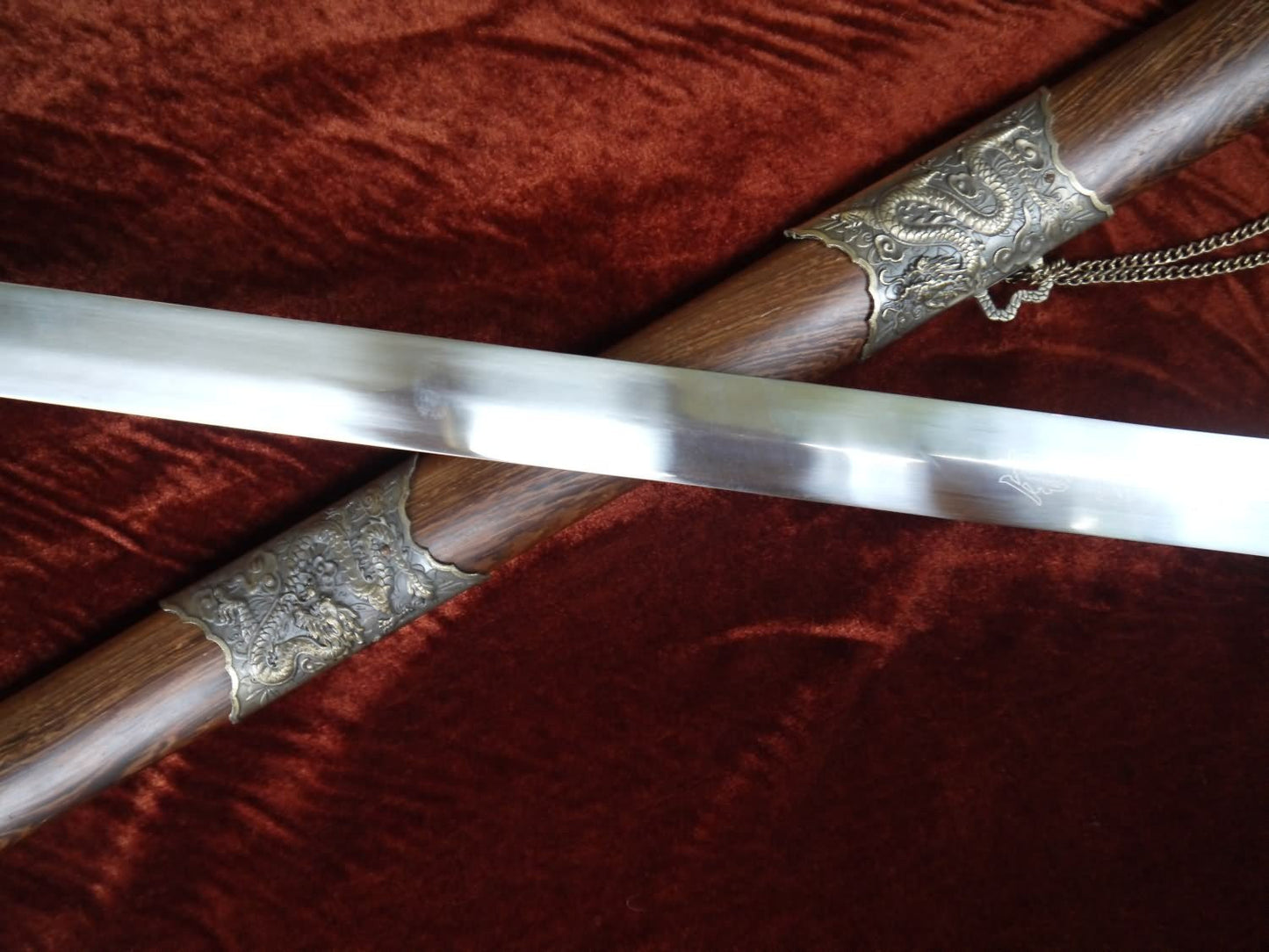Longquan sword/Chinese sword/Carbon steel blade/Rosewood scabbard/Alloy/Hand-made - Chinese sword shop