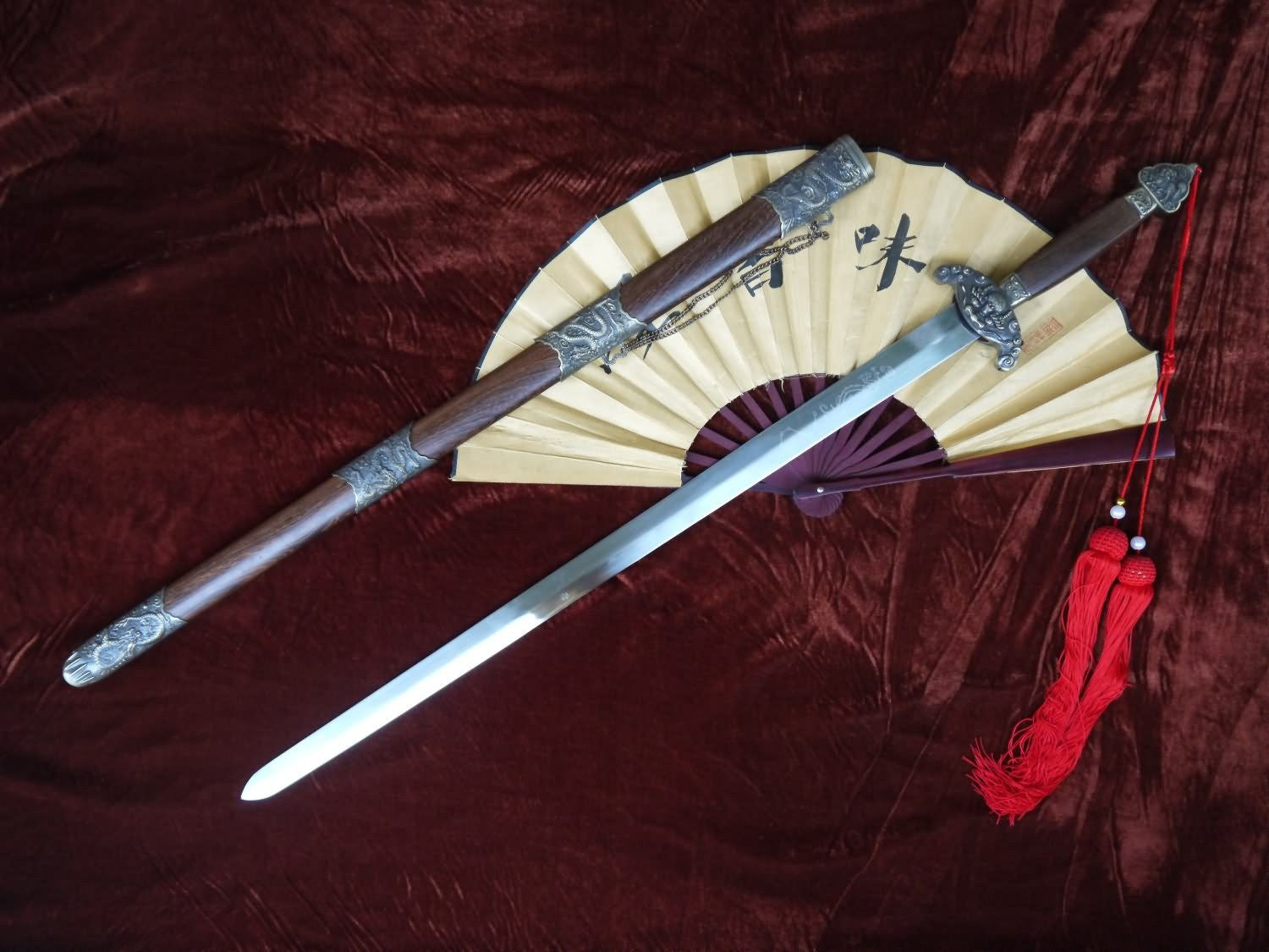Longquan sword/Chinese sword/Carbon steel blade/Rosewood scabbard/Alloy/Hand-made - Chinese sword shop