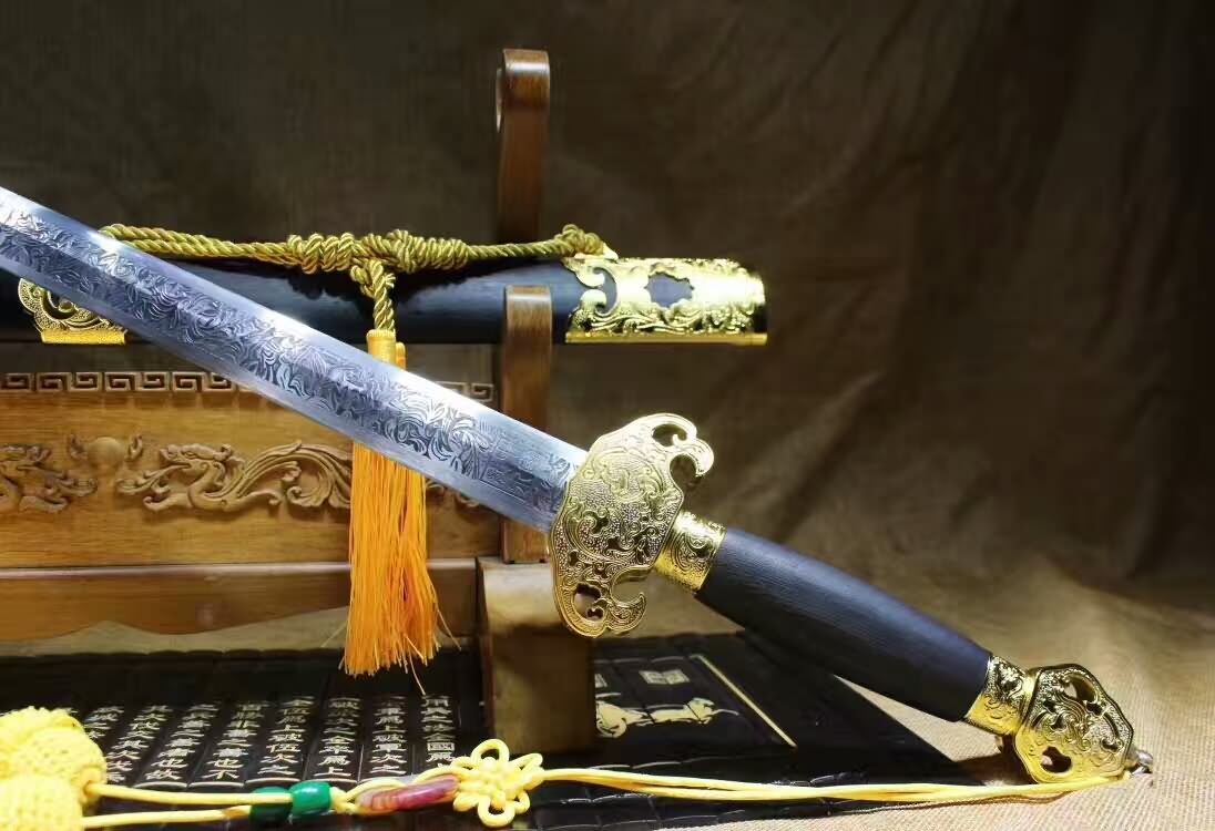 Longquan baojian,High manganese steel blade,Black wood,Alloy - Chinese sword shop