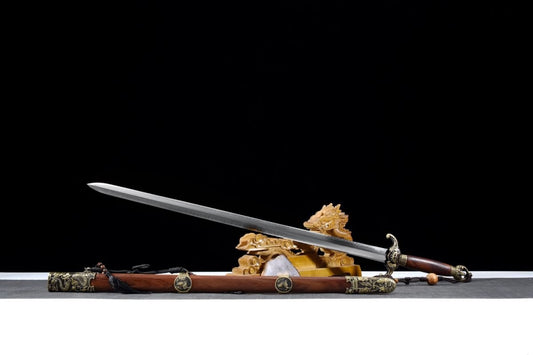Dragon-Tiger Style Sword,Forged T10 Burn Blade,Brass Fittings,Chinese sword
