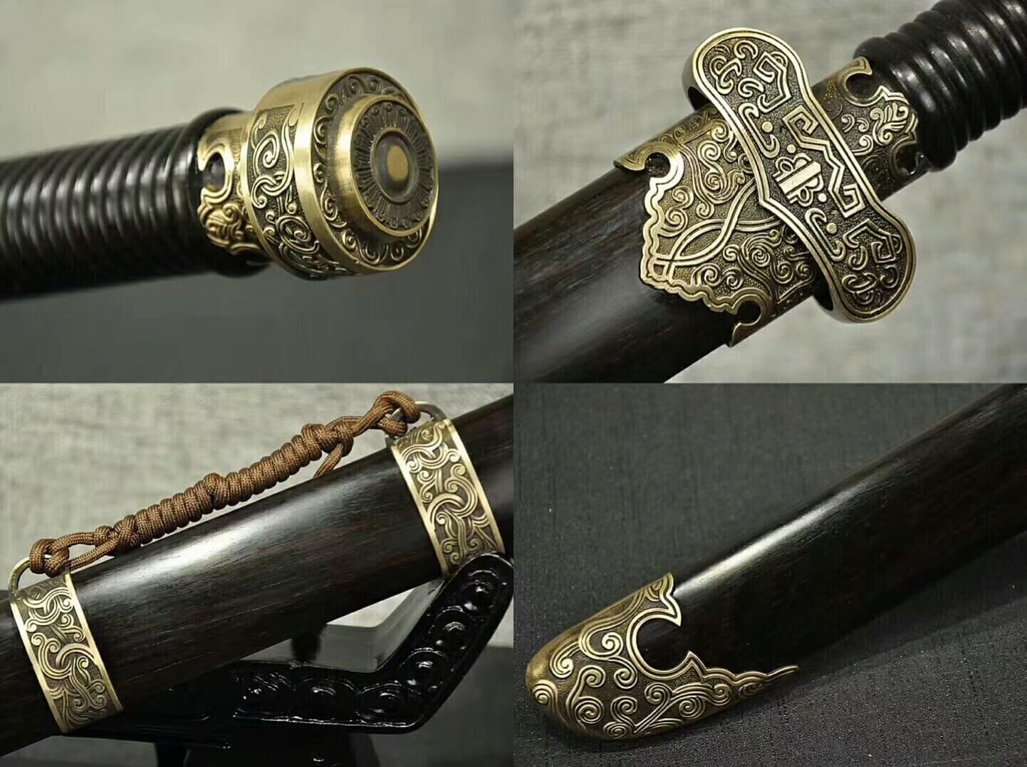 Broadsword,da dao/High carbon steel burn blade/Ebony scabbard/Brass fittings&Handmade art - Chinese sword shop