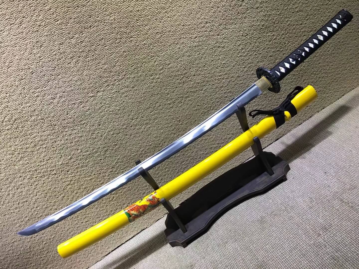 Tiger samurai swords,Medium carbon steel bade,Yellow scabbard,Alloy fitteds - Chinese sword shop