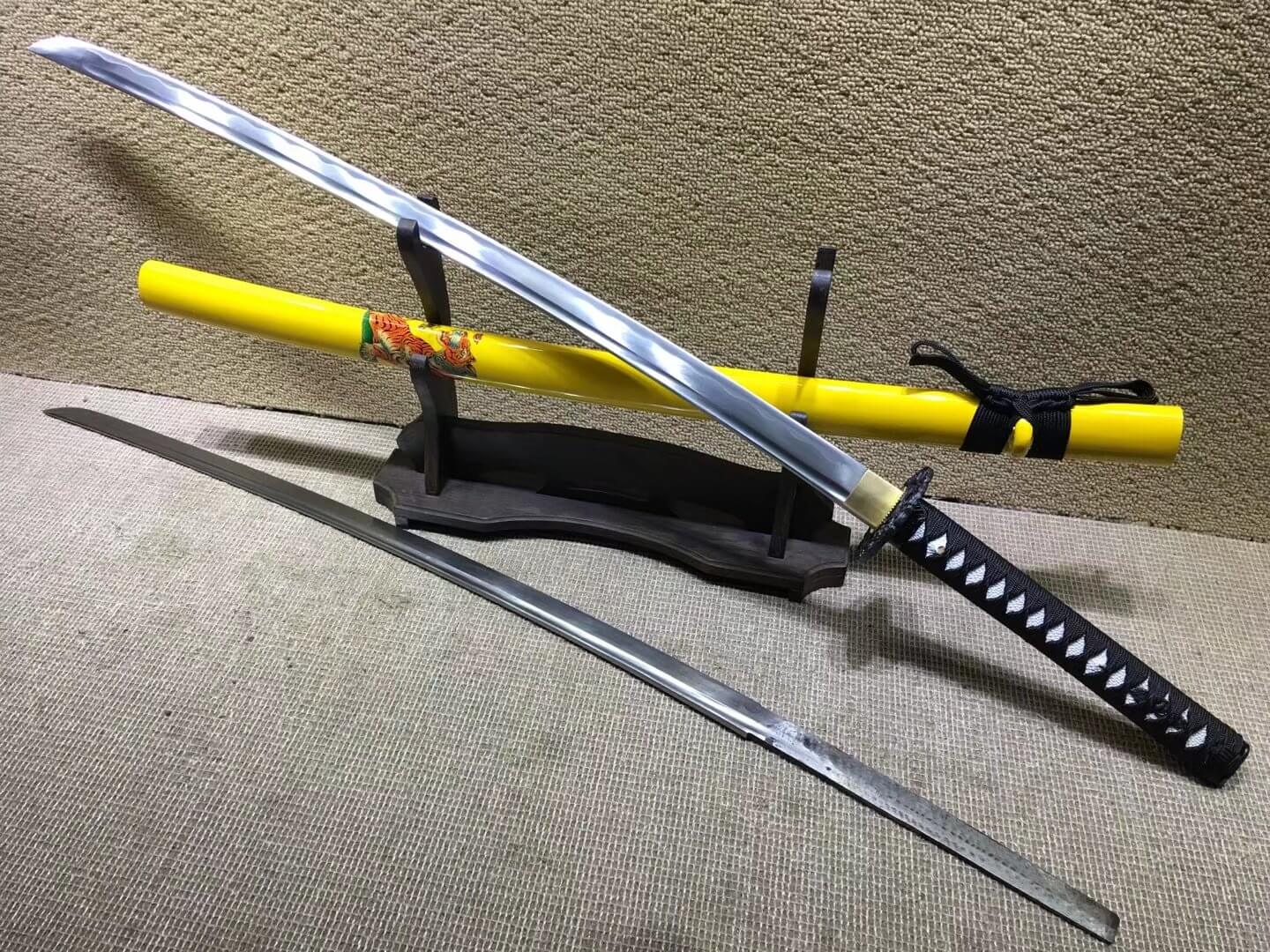 Tiger samurai swords,Medium carbon steel bade,Yellow scabbard,Alloy fitteds - Chinese sword shop