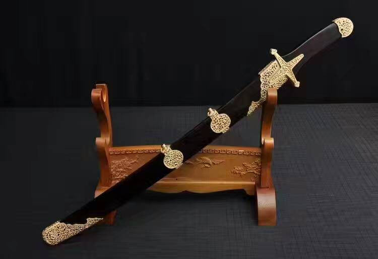 Sword,Asura scimitar(Folded steel,Ebony Scabbard,Brass fitting)Length 30" - Chinese sword shop
