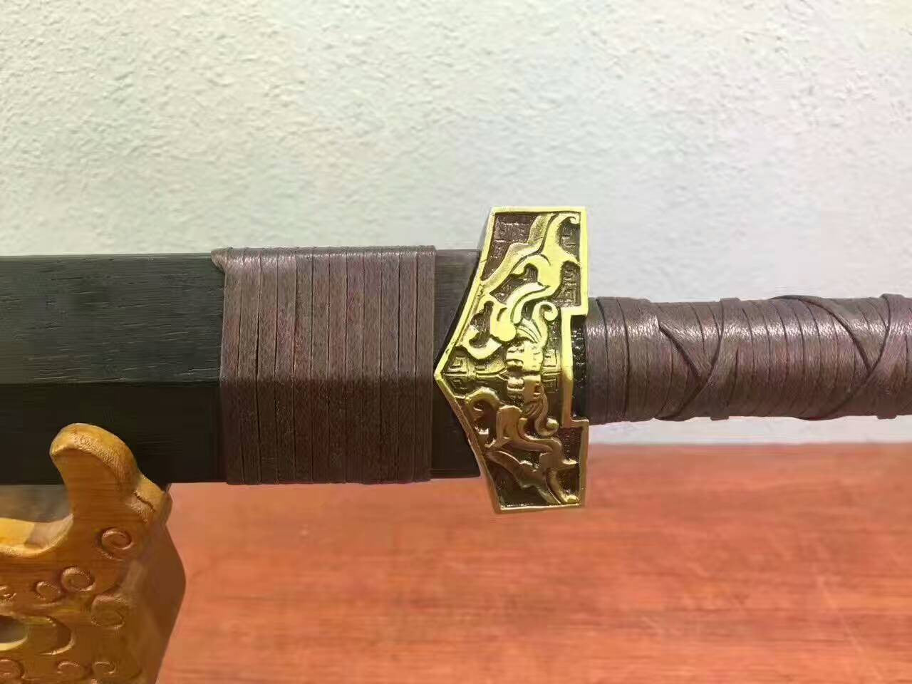 Brave troops sword(Damascus steel red blade,Black wood,Alloy)handmade art - Chinese sword shop