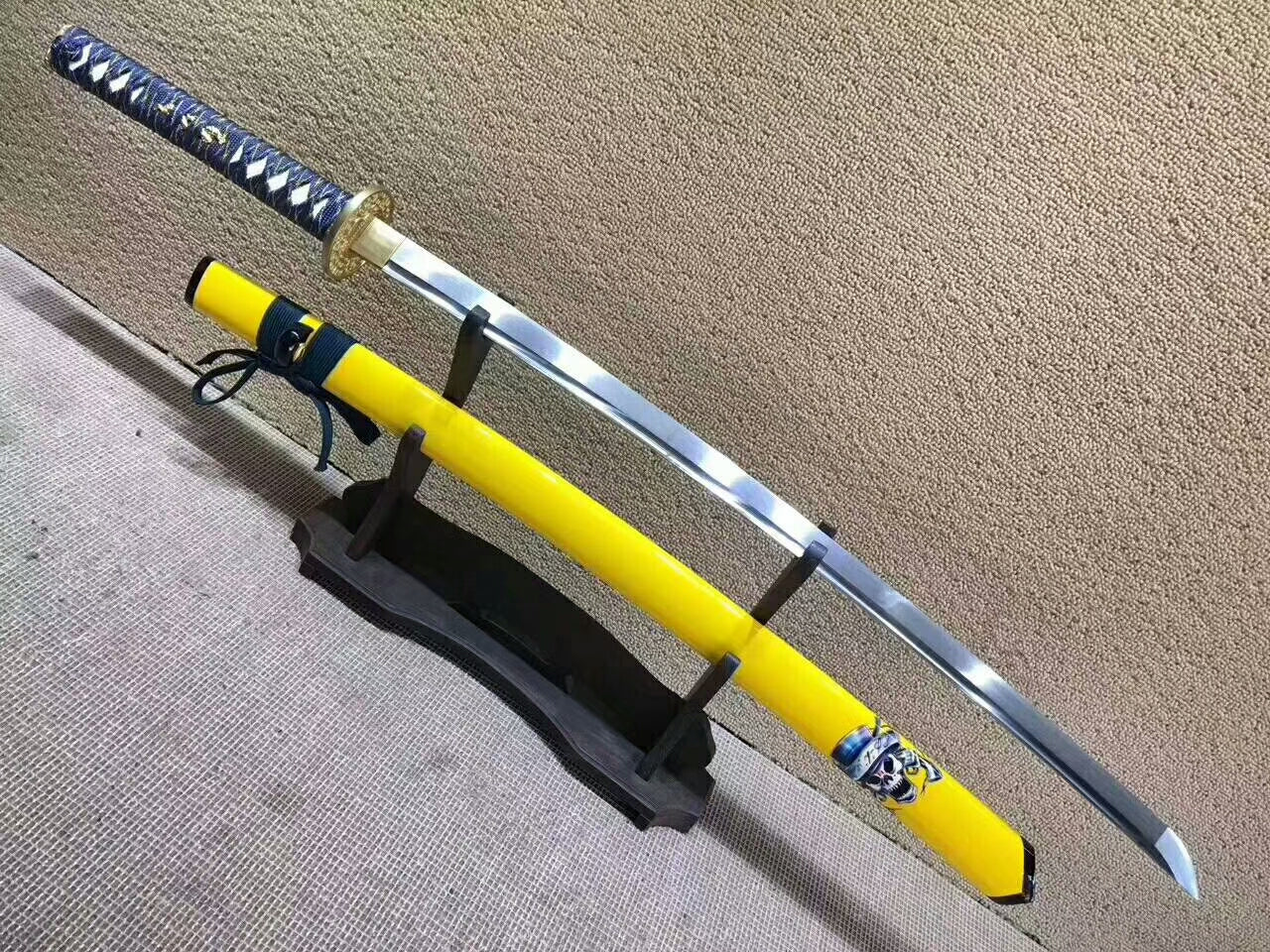 katana(High manganese steel,Yellow scabbard,Alloy fitted)Full tang,Length 39" - Chinese sword shop