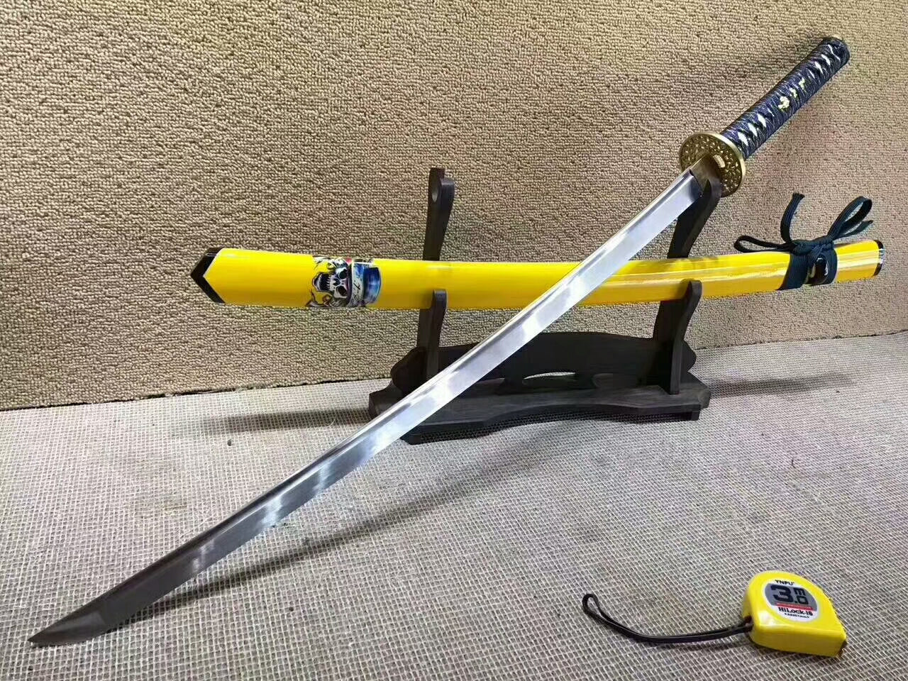 katana(High manganese steel,Yellow scabbard,Alloy fitted)Full tang,Length 39" - Chinese sword shop