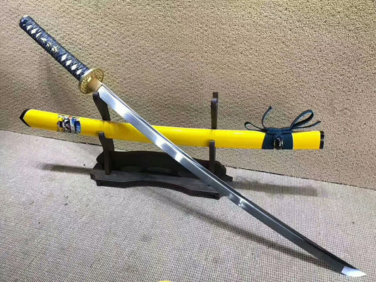 katana(High manganese steel,Yellow scabbard,Alloy fitted)Full tang,Length 39" - Chinese sword shop