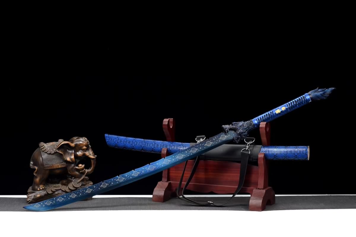 Wolf Head Machete Blue sworde Real,High Carbon Steel,Chinese sword