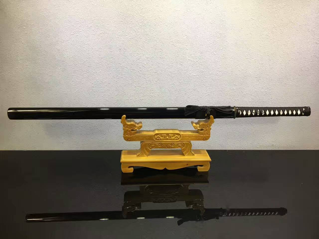 Ninja Sword,Japanese sword(Medium carbon steel black blade,Wood scabbard)Full tang - Chinese sword shop