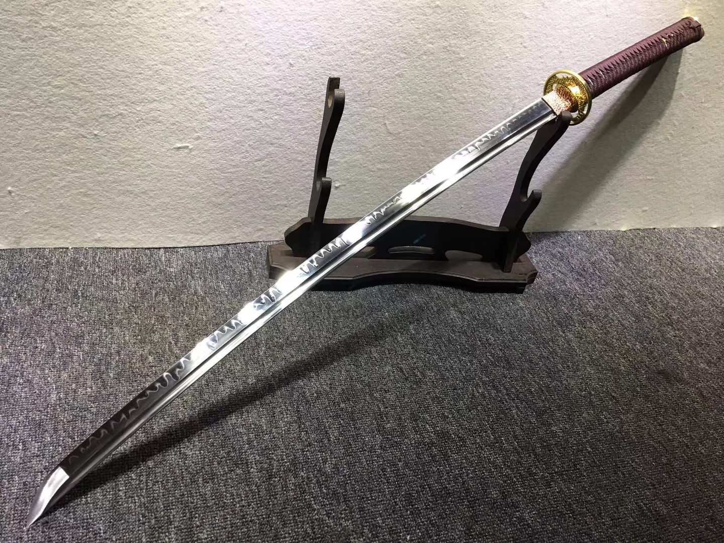 Nihontou katana,High carbon steel burn blade,Leather,Alloy - Chinese sword shop