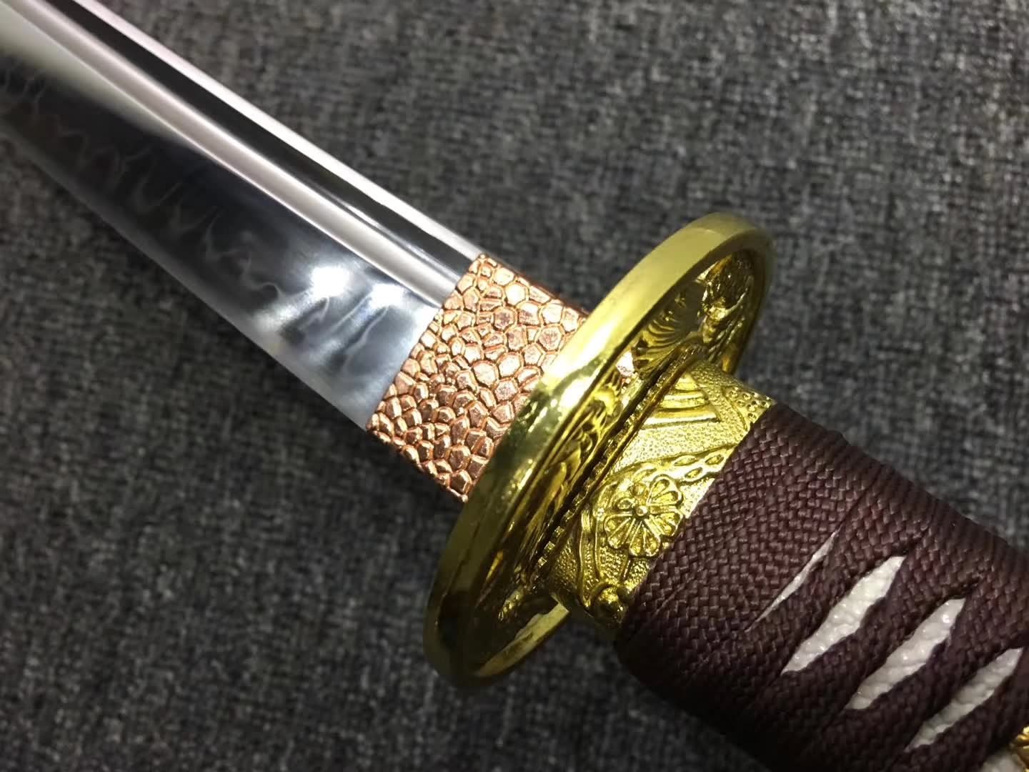 Nihontou katana,High carbon steel burn blade,Leather,Alloy - Chinese sword shop