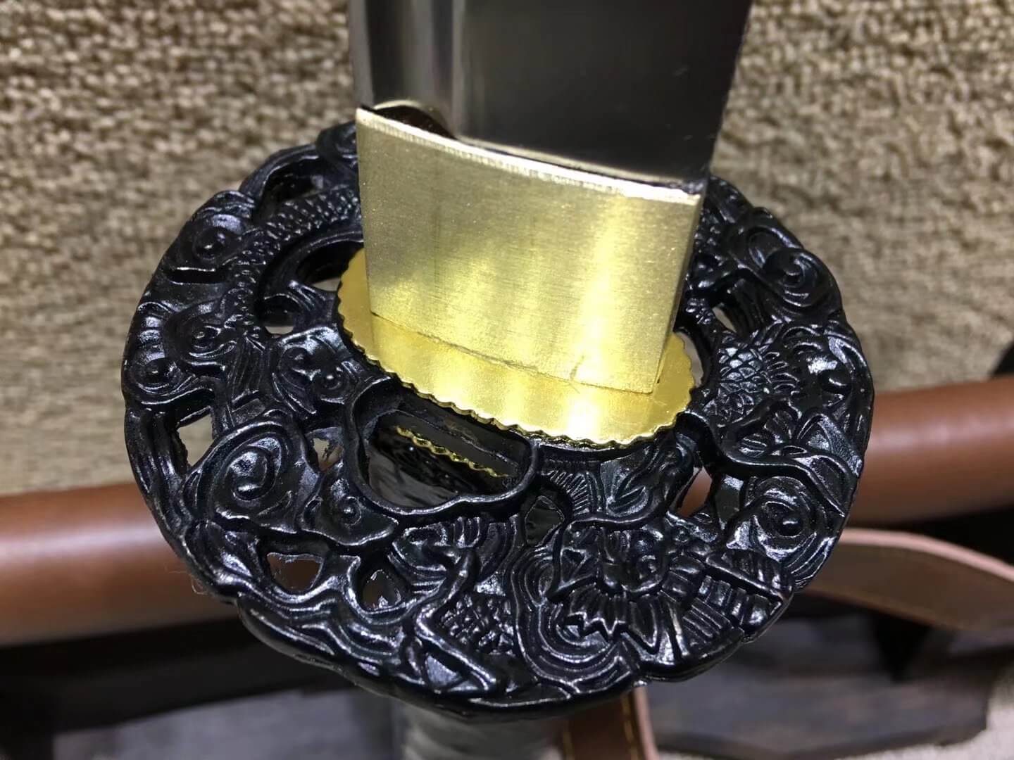 Uchikatana/Medium carbon steel blade/Leather scabbard/Alloy fittings - Chinese sword shop