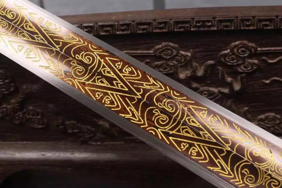 Mini han sword,Folded steel embossing blade,Rosewood scabbard,Alloy fitting - Chinese sword shop