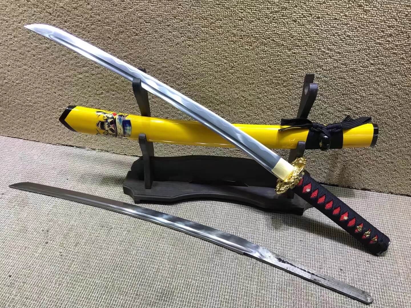 Samurai sword,Medium carbon steel,Yellow scabbard,Alloy Tsuba,Length 30 inch - Chinese sword shop