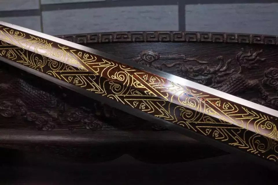 Mini han sword,Folded steel embossing blade,Rosewood scabbard,Alloy fitting - Chinese sword shop