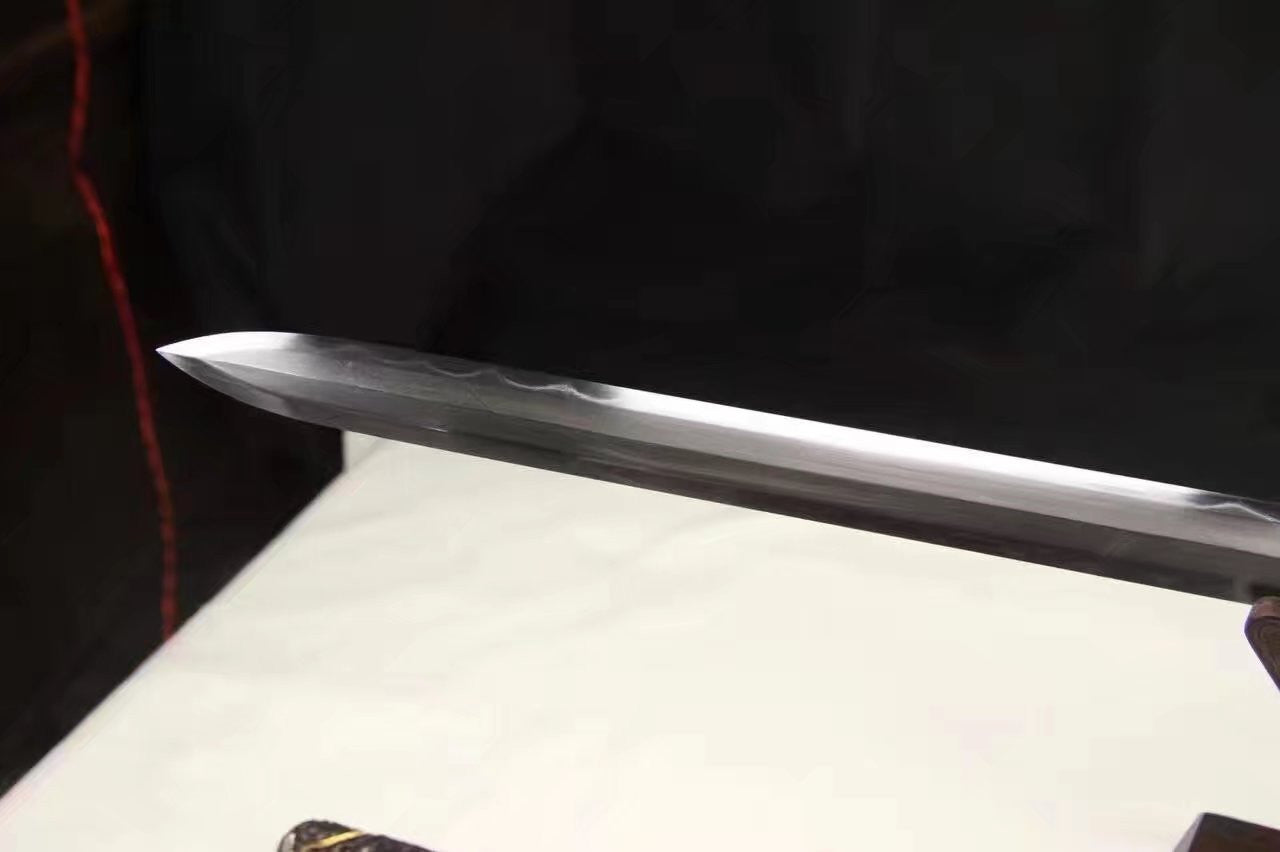 Chinese sword,Damascus steel blade,Skin scabbard,Brass fitting,Full tang&Handmade art - Chinese sword shop