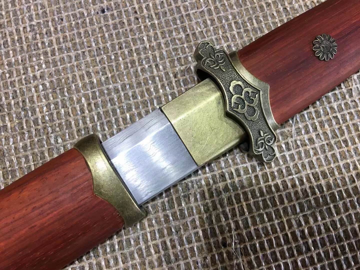 Tang dao,Damascus steel blade,Redwood scabbard,Alloy fitings,Full tang - Chinese sword shop