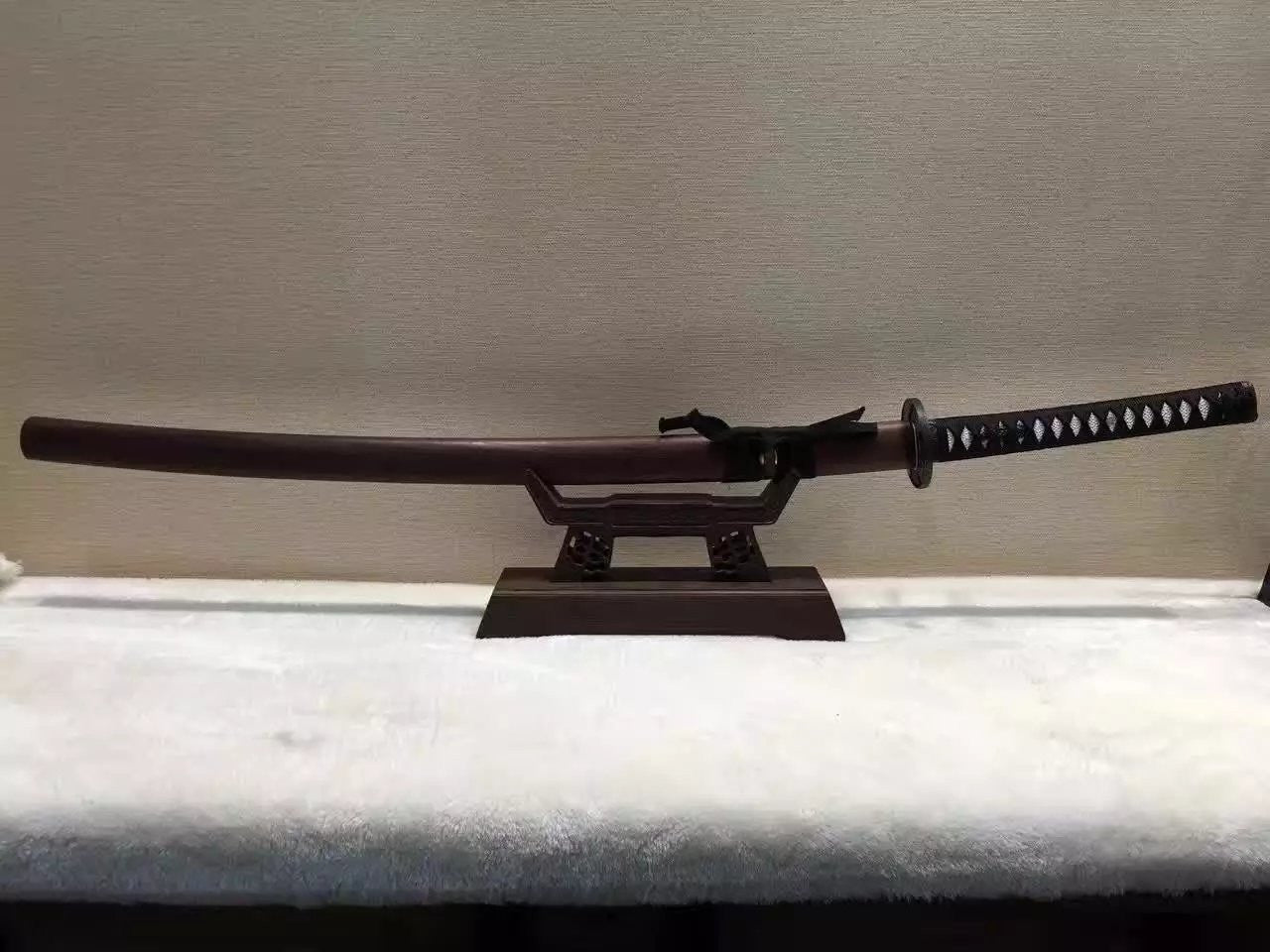 Japanese Samurai Katana Sword,Folded steel,Rosewood scabbard,Alloy tsuba,Full tang - Chinese sword shop