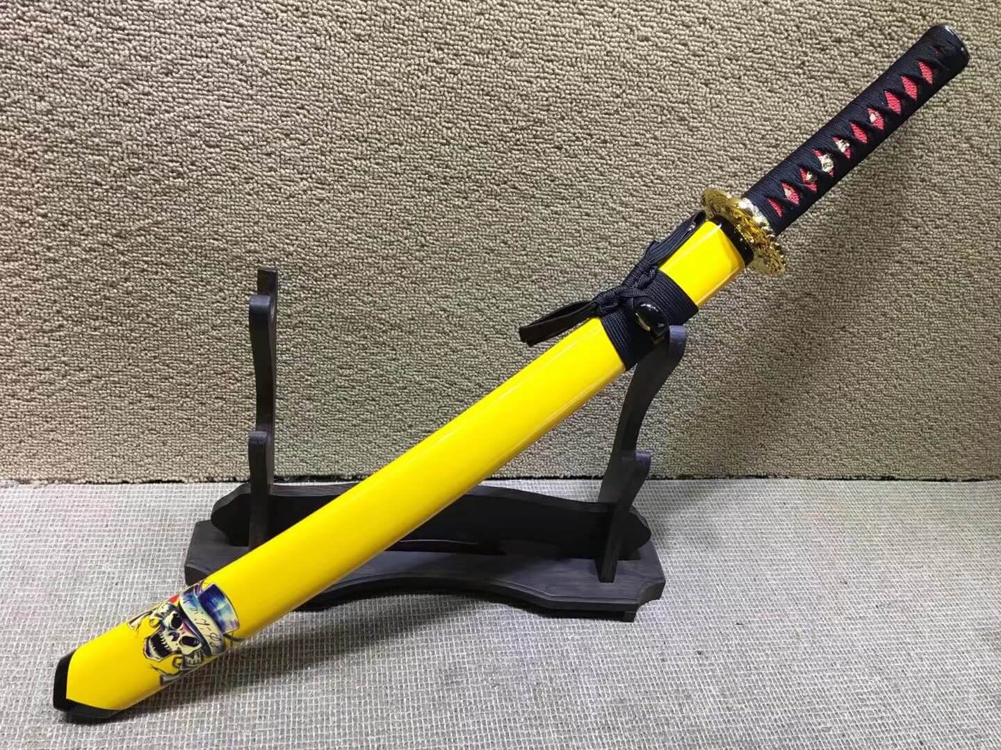 Samurai sword,Medium carbon steel,Yellow scabbard,Alloy Tsuba,Length 30 inch - Chinese sword shop