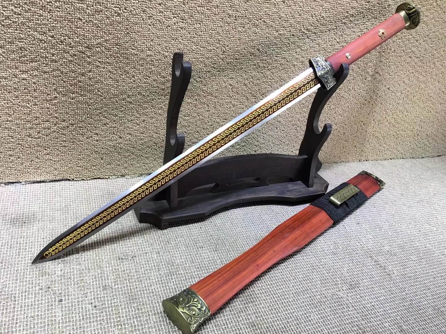 Han jian,High carbon steel,Red scabbard,Alloy fittings,Full tang,Lengt ...