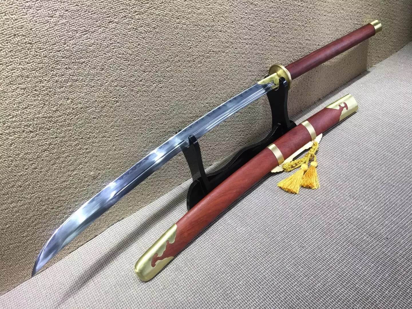 Horse chopping sword/T10 high carbon steel/Redwood,Brass/Full tang - Chinese sword shop