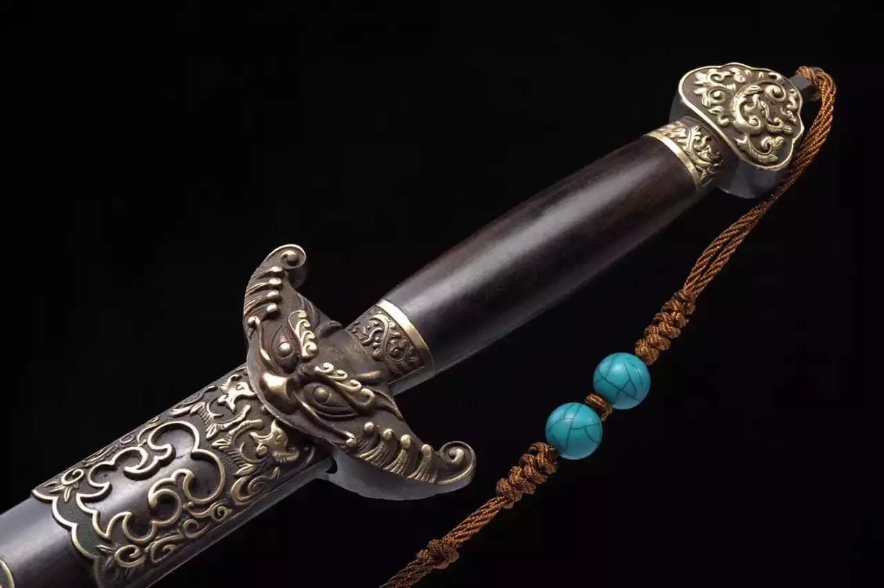 Qianlong sword,Folded steel,Ebony scabbard,Copper fitting,Length 39 inch - Chinese sword shop