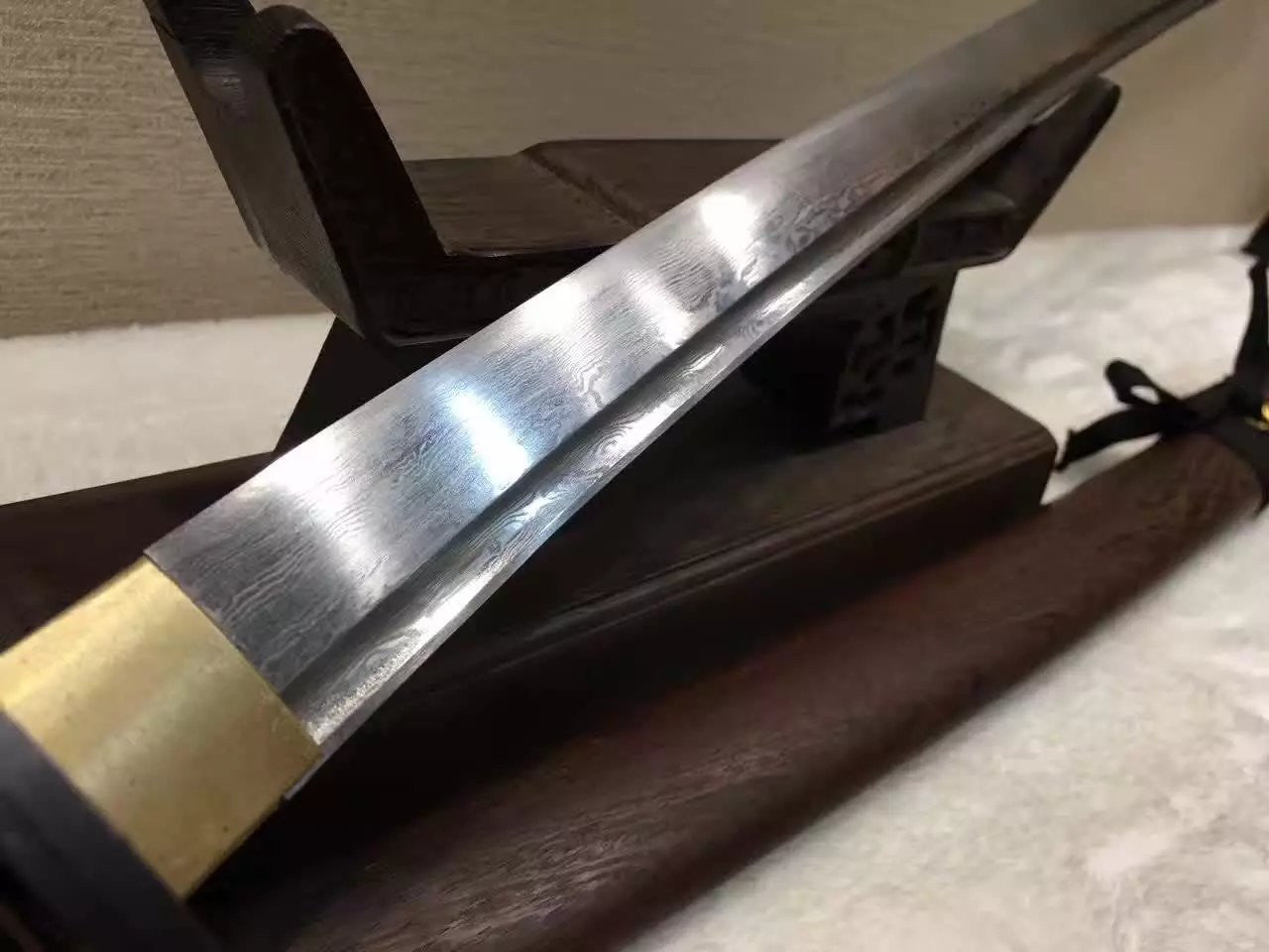 Japanese Samurai Katana Sword,Folded steel,Rosewood scabbard,Alloy tsuba,Full tang - Chinese sword shop