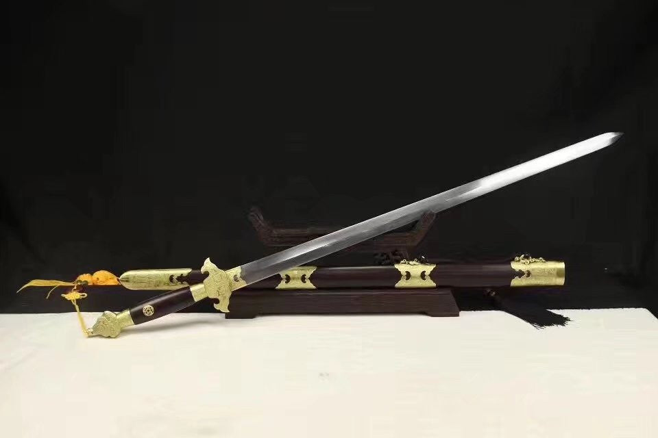 Manual sword,Folded steel,Ebony scabbard,Copper fitting,Full tang - Chinese sword shop