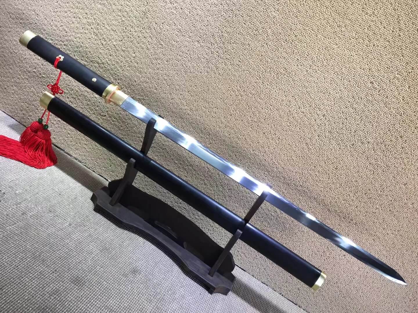 Tang jian,High carbon steel burn blade,Black scabbard,Full tang,Length 40 inch - Chinese sword shop