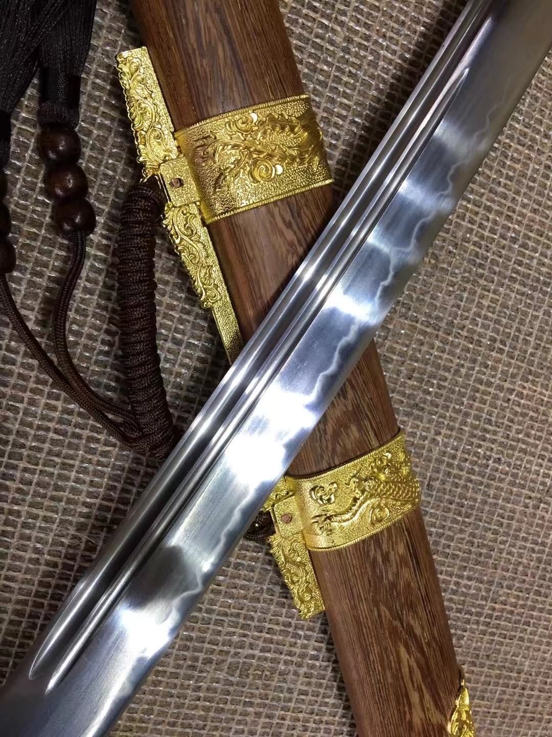 Qing broadsword,T10 high carbon steel burn blade,Rosewood,Alloy - Chinese sword shop