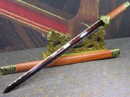Jinlan sword,Folded steel red blade,Redwood scabbard,Alloy fitting - Chinese sword shop